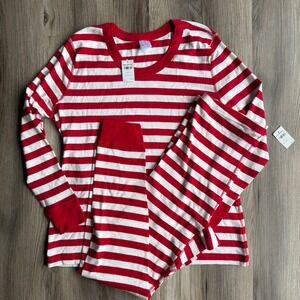 NWT Hanna Andersson Red White Striped Organic Cotton Pajama Set XXL Holiday